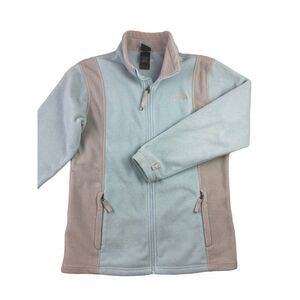 The North Face.  Baby Blue and Gray Fleece full zip jacket. Girls XL